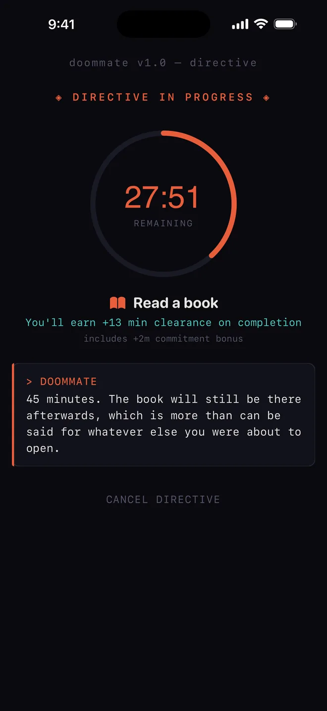 A directive timer counting down while reading a book.